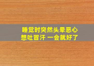 睡觉时突然头晕恶心想吐冒汗 一会就好了